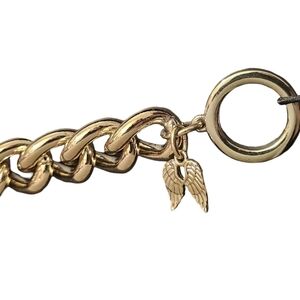 VICTORIA'S SECRET 10k Gold Plated Pave Crystal Angel Charm Bracelet